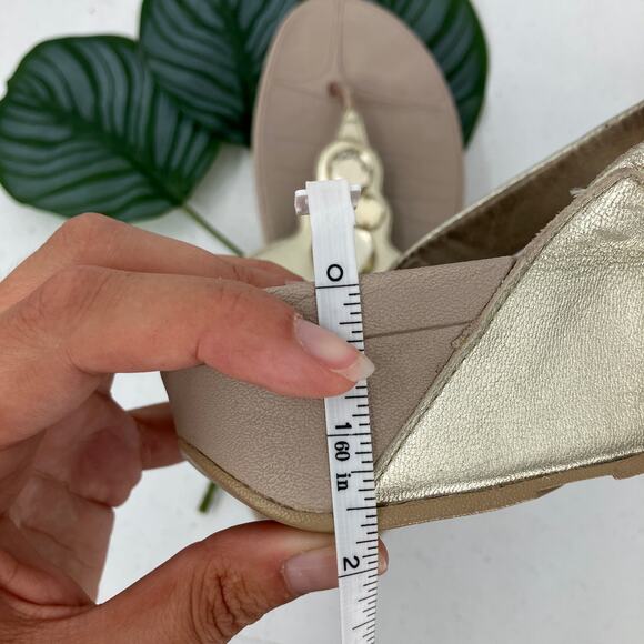 FitFlop Gold Beige Faux Jewels Lulu Toe-Post Lightweight Flip Flop Sandal Shoes - Picture 10 of 11